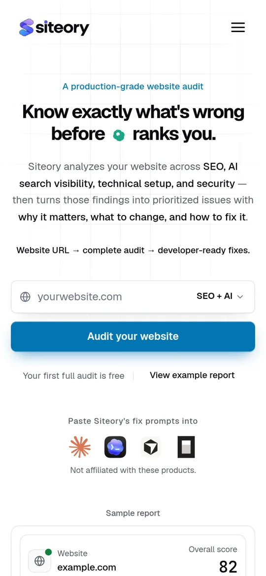 Siteory on mobile