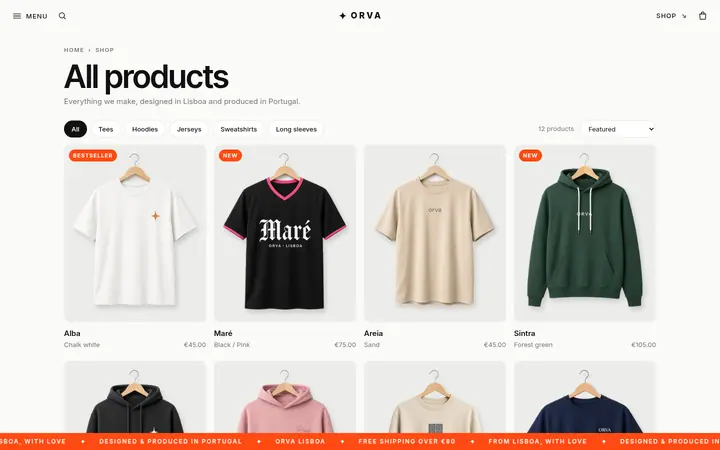 ORVA: Shop grid